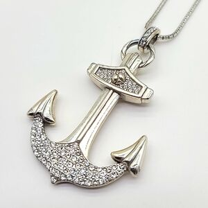 Brighton "SHIP TO SHORE" 🚢 Silver Plated Reversible Anchor w Swarovski Crystals